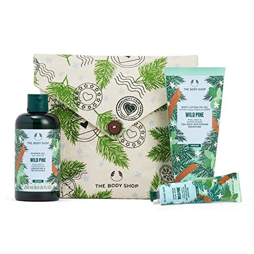 The Body Shop Bath & Body Gift Set - Invigorating Pine Scent, Vegan Ingredients - 3 Items