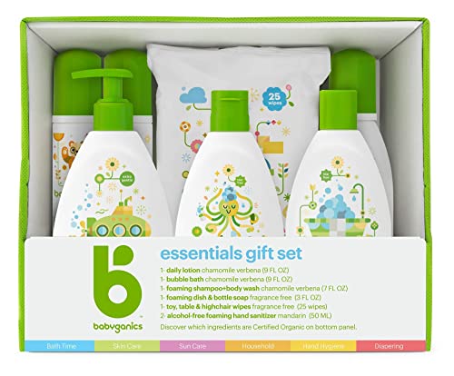 Babyganics Essential Kit - Plant-Derived, Dermatologist Tested, Tear-Free - Gift Set for Babies