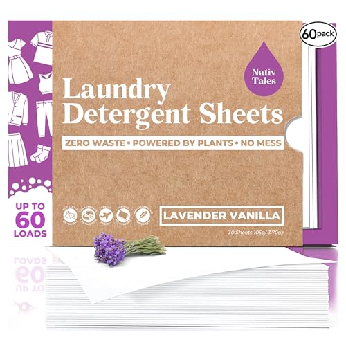 Nativ Tales Laundry Detergent Sheets - Deep Clean, Plastic-Free & Lavender Scent - 60 Loads