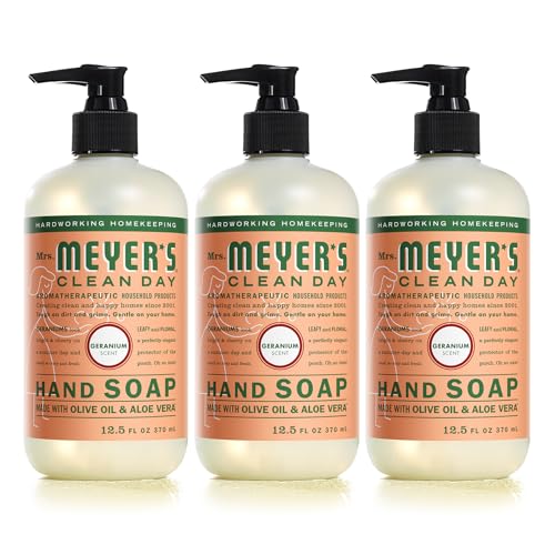 Mrs. Meyer's Hand Soap - Geranium Scent with Essential Oils, Paraben-Free, 12.5 fl. oz - Pack of 3