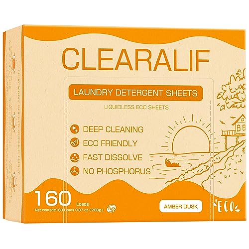 CLEARALIF Laundry Detergent Sheets - Powerful Stain Removal, Hypoallergenic - 80 Sheets