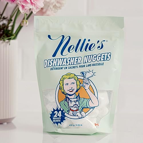 Nellie's Dishwasher Nuggets - Plant-Based, Residue-Free Cleaning Power - 24 Pack