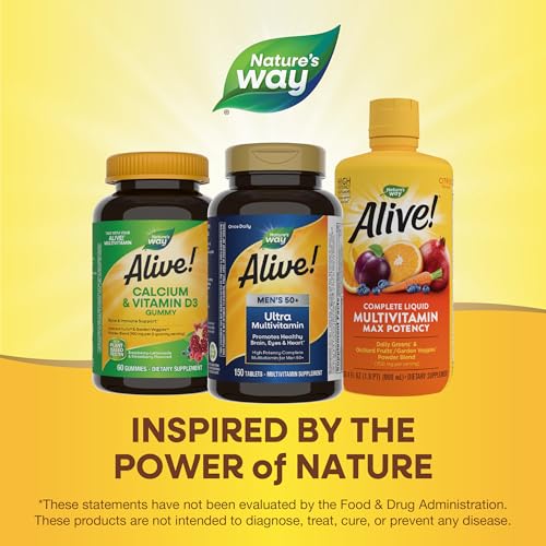 Nature's Way Alive! Men's 50+ Multivitamin - Supports Brain, Heart & Eye Health - 150 Tablets