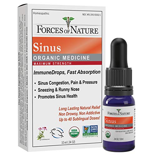 Forces of Nature Sinus Allergy Medicine - Multi-Symptom Relief & Immune Support - 0.34 Fl Oz