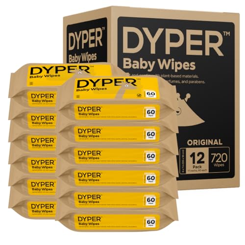 DYPER Size 3 Bamboo Baby Diapers & 99% Water Wipes - Soft, Hypoallergenic, 720 Wipes Included