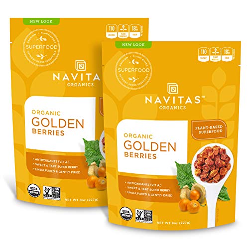 Navitas Organics Goldenberries - Naturally Low Sugar Superfood, USDA Organic - 8oz Bags (Pack of 2)