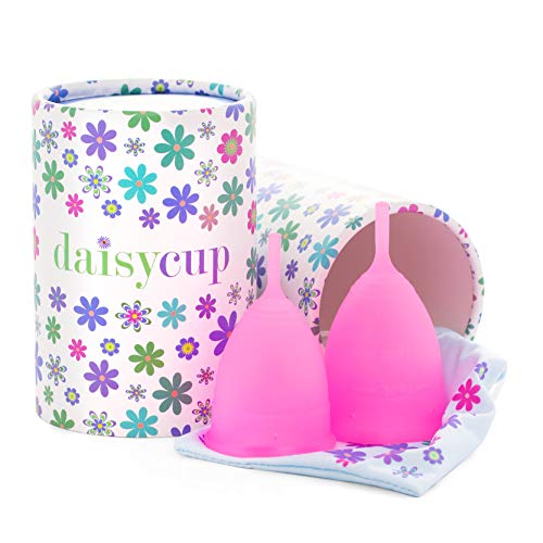 DaisyCup Menstrual Cups - 12-Hour Leak Proof, Medical-Grade Silicone, 2 Sizes for Heavy Flow