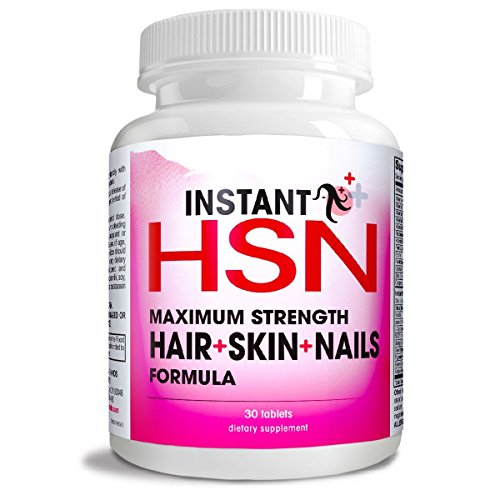 Instant HSN Hair Supplement - Strengthens Hair, Skin & Nails with Natural Biotin Blend - 60ct