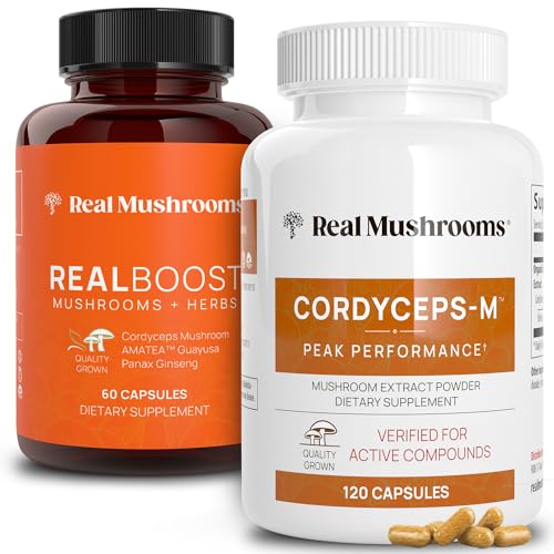 Real Mushrooms Mushroom Supplement Bundle - Energy, Vitality & Immune Support - 60ct & 120ct