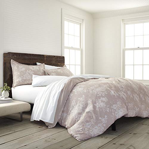 EcoPure Comfort Wash Duvet Cover Set - Soft Organic Cotton, Elegant Floral Design - Twin Size