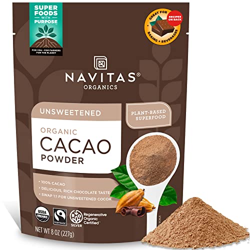 Navitas Organics Cacao Powder - Regenerative Organic, Fair Trade, Nutrient-Rich - 8oz Bag