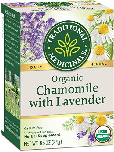 Traditional Medicinals Organic Chamomile & Lavender Tea - Calming Herbal Blend, 16 Bags