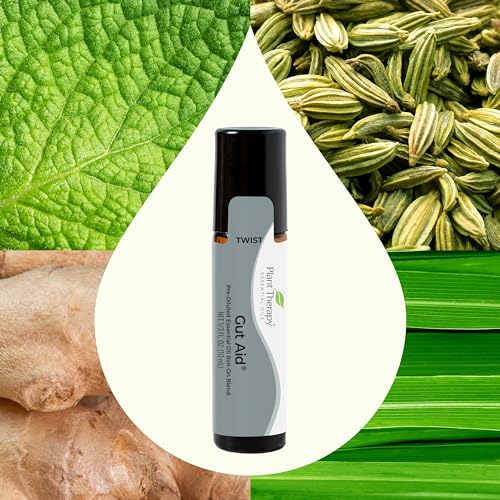 Plant Therapy Gut Aid Essential Oil Roll-On - Digestive Relief, Natural Ingredients - 10 mL