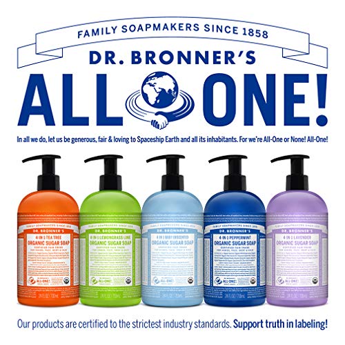 Dr. Bronner’s Organic Sugar Soap - Nourishing, Fair Trade Ingredients, Unscented - 24oz