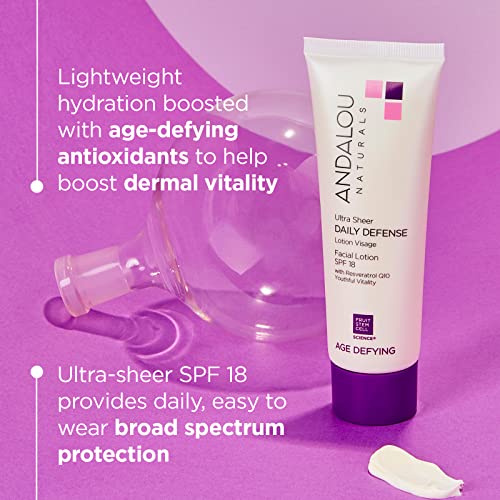 Andalou Naturals Daily Defense Facial Lotion - Hydrating SPF 18 with Antioxidants - 2.7oz