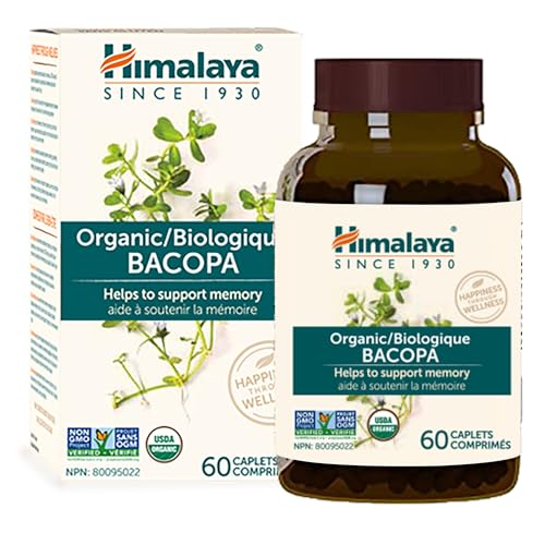 Himalaya Organic Bacopa Monnieri Nootropic Supplement - Supports Memory & Calm, 60 Caplets