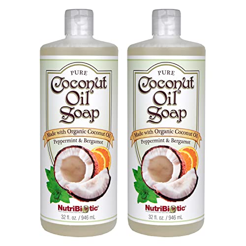 NutriBiotic Coconut Oil Soap - Rich Cleansing Lather, Certified Organic, Vegan - 32oz Twin Pack