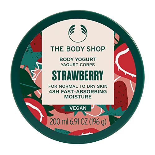 The Body Shop Strawberry Body Yogurt - Instant Hydration, Vegan, Almond Milk & Strawberry - 6.91 oz