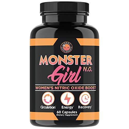 Angry Supplements Monster Girl N.O. Booster - Boost Energy & Circulation, L-Arginine - 60 Capsules