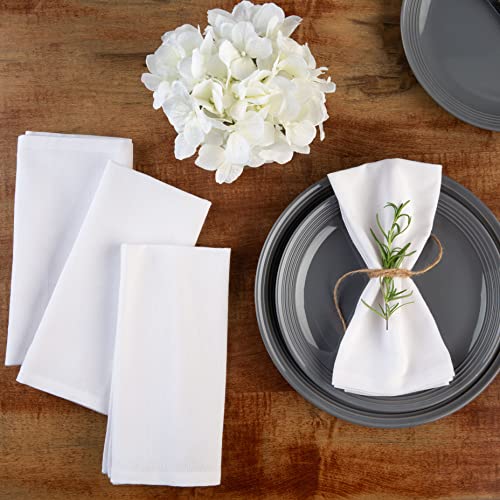 Premium Cloth Napkins Set of 12 - OEKO-TEX Certified, Washable, 18x18 in, White