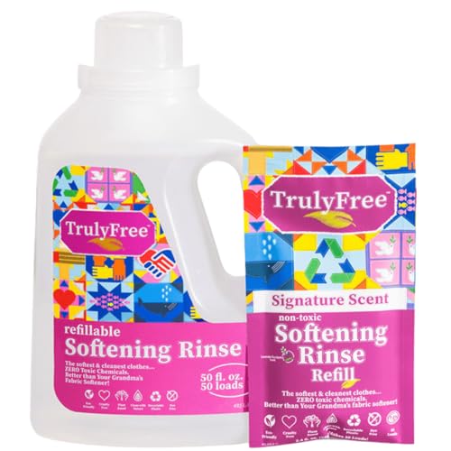 Truly Free Fabric Softener - Gentle for Sensitive Skin, Plant-Based, Refillable 50oz - 50 Loads