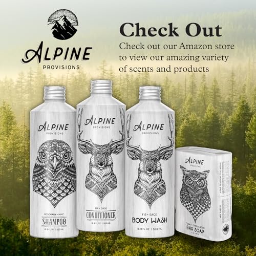 Alpine Provisions Fir & Sage Shampoo - Naturally Repairs & Hydrates with Jojoba & Aloe - 16.9 FL Oz