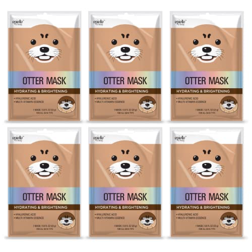 Epielle Character Face Masks - Hydrating & Glowing Skin, Vegan & Cruelty-Free - Otter 6pk