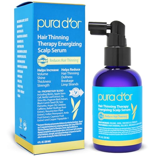 PURA D'OR Hair Growth Serum - Reduces Thinning, Nourishes Scalp, Biotin & Argan Oil - 4oz