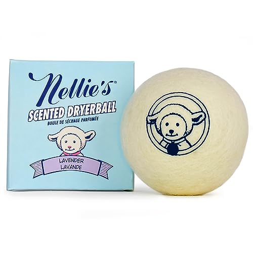 Nellie's Lavender Wool Dryer Ball - Reduces Static, Softens Fabrics - 100% Pure New Zealand Wool