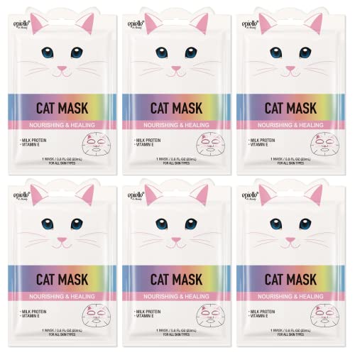 Epielle Beauty Face Mask - Hydrating & Glowing Skin, Vegan, Cruelty-Free - Cat 6pk