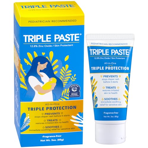 Triple Paste Diaper Rash Cream - Treats & Prevents Rashes, Pediatrician-Recommended - 3oz