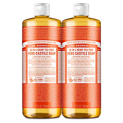 Dr. Bronner's Pure-Castile Liquid Soap - Organic Oils for Acne, Dandruff & More - 32oz, 2-Pack