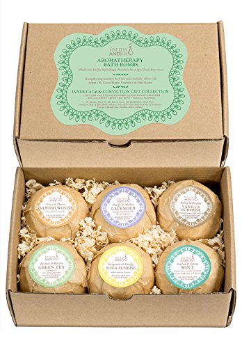 Home Spa Gift Basket Bath Bombs - Aromatherapy for Relaxation, Detox & Skin Relief - 6 Scents