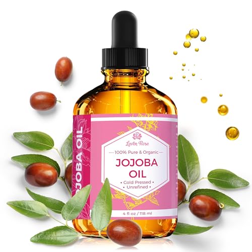 Leven Rose Jojoba Oil - Organic Cold Pressed Moisturizer for Skin, Hair & Nails - 4oz