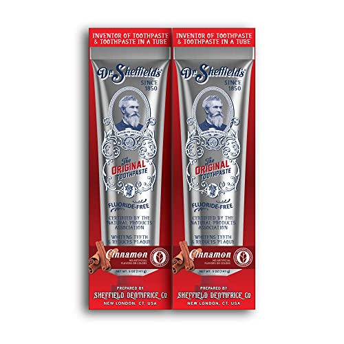 Dr. Sheffield’s Natural Toothpaste - Cinnamon Flavor, Fluoride-Free, Certified Natural - 2-Pack