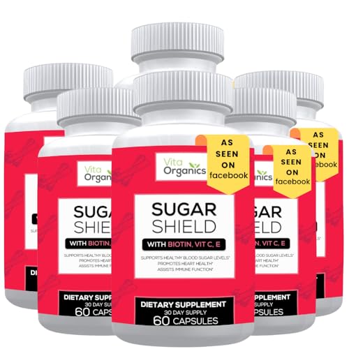 Sugar Shield Dietary Supplement - Metabolism & Blood Support with 20 Nutrients - 360 Veggie Caps