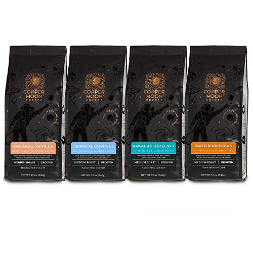 Copper Moon Ground Coffee - Flavorful Variety Pack, Allergen-Free & Kosher - 12oz (Pack of 4)