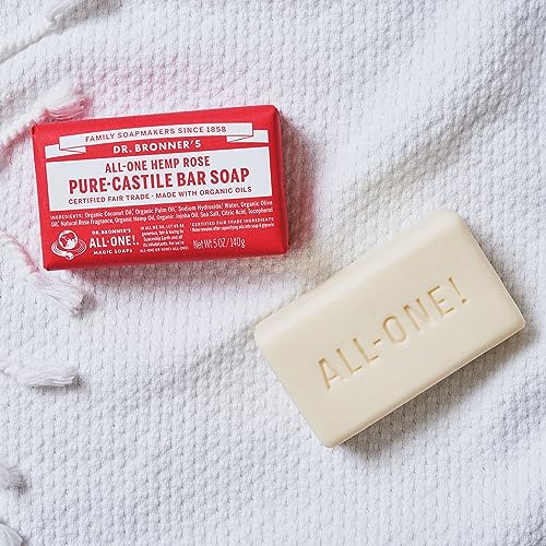 Dr. Bronner's Pure-Castile Bar Soap - Moisturizing, Organic Oils, Vegan - Rose, 5oz