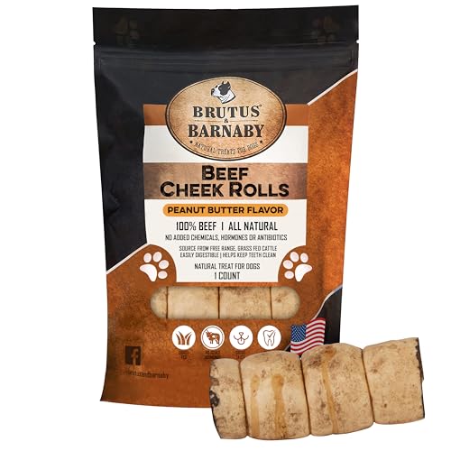 Brutus & Barnaby Dog Treats - Long Lasting, Peanut Butter Flavor, Grain-Free, 3-Pack 5-7"