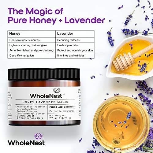 WholeNest Postpartum Essentials - Soothing Honey Lavender Balm for Recovery & Care - 4oz