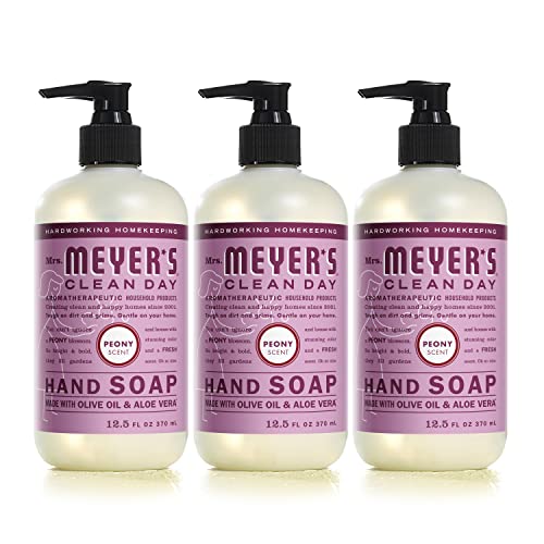 Mrs. Meyer's Hand Soap - Peony Scent, Essential Oils, Biodegradable, 3-Pack - 12.5 fl. oz