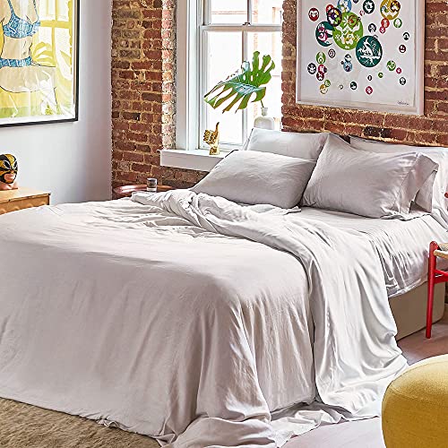 Buffy Eucalyptus Duvet Cover - Silky Soft, Breathable, Naturally Dyed - Gray, Full/Queen