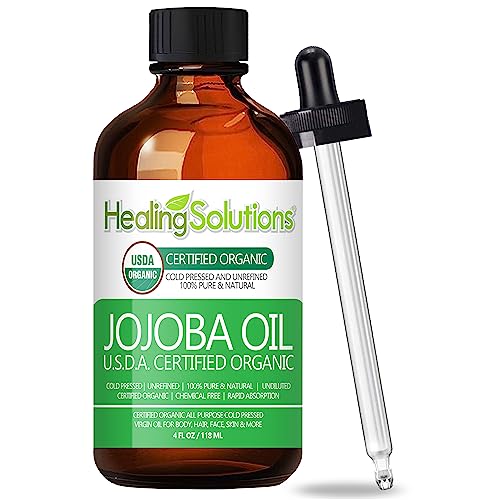 Healing Solutions Jojoba Oil - USDA Organic Moisturizer for Skin, Hair & Nails - 4oz