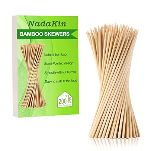 200 PCS Bamboo Skewers - Safe, Strong, Disposable for Grilling & Appetizers - 10 Inch