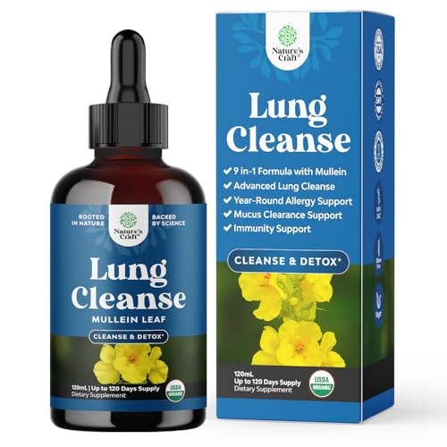 Natures Craft Mullein Leaf Drops - Herbal Lung Support, Organic Detox Formula - 1oz