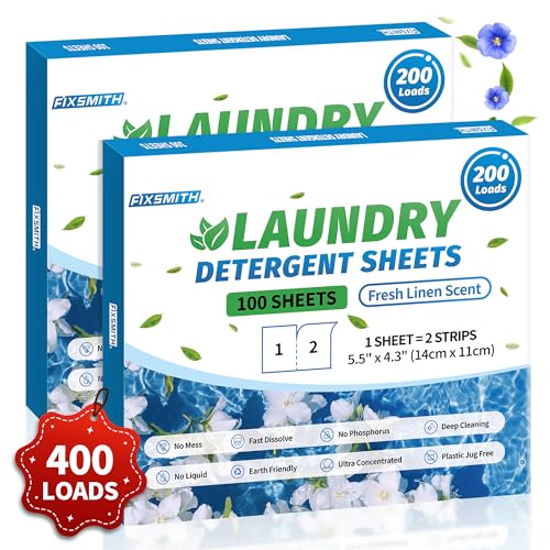 FIXSMITH Laundry Detergent Sheets - Deep Cleaning, Hypoallergenic, Plastic-Free - 200 Sheets