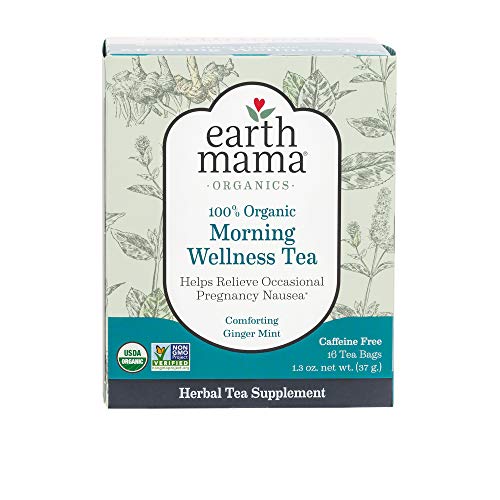 Earth Mama Organic Morning Wellness Tea - Caffeine-Free Relief for Morning Sickness - 16 Bags