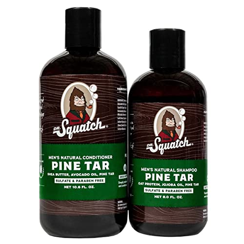 Dr. Squatch Pine Tar Hair Care Set - Nourishing Shampoo & Conditioner, Natural Ingredients - 2-Pack