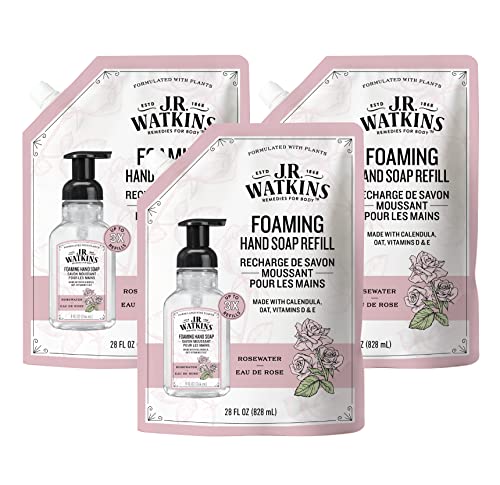 J.R. Watkins Foaming Hand Soap Refill - Nourishing, Alcohol-Free, Cruelty-Free, Rosewater - 28oz