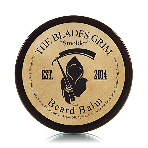 The Blades Grim Beard Balm - Tames Wild Hairs, Hydrates Skin, All Natural - 2oz Smolder